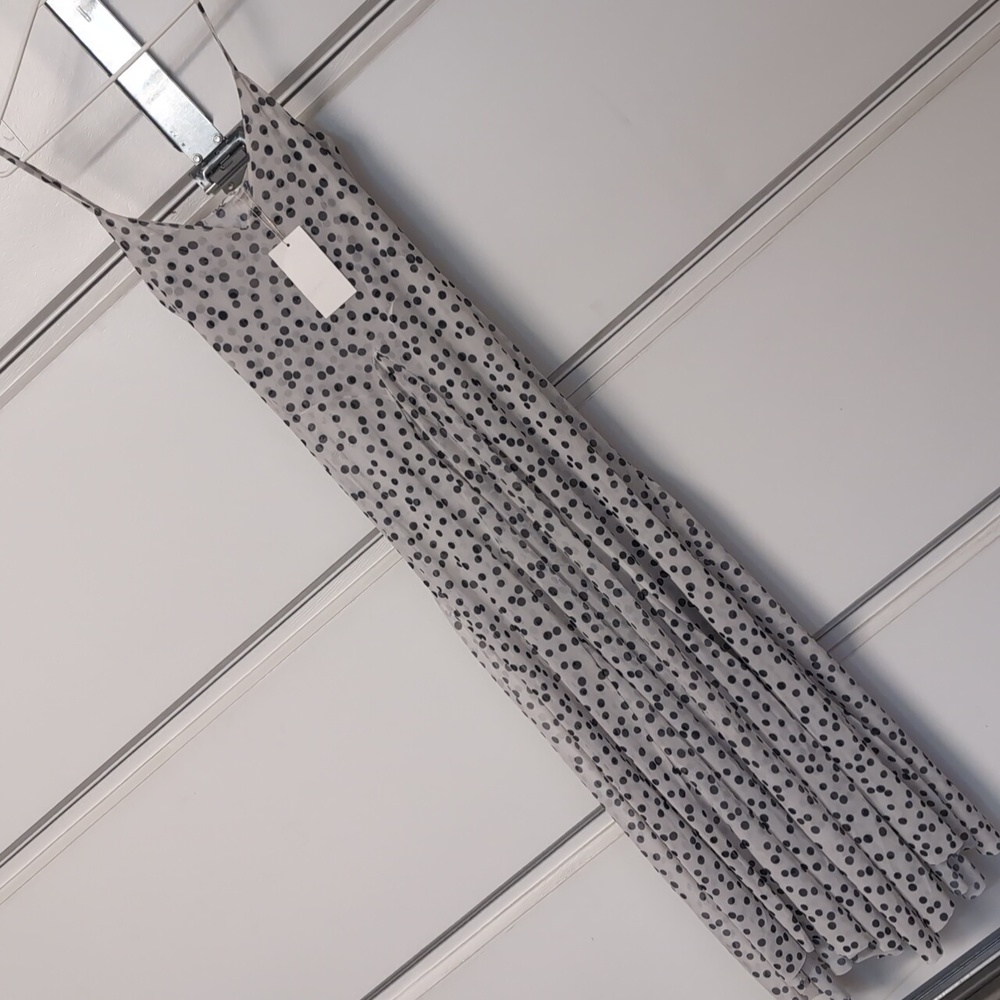 Zara Black and White Ecru Polka Dot Maxi Dress 5039/226 L NWT - Picture 9 of 16